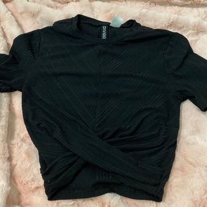 Divided cropped cross top